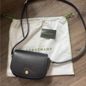Longchamp Epure crossbody Black Leather Shoulder Bag with Gold Accents